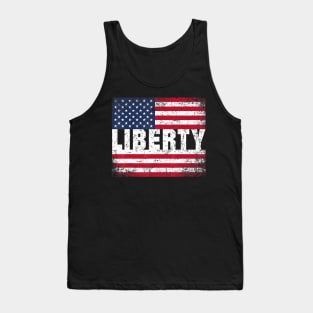 Liberty Vintage American Flag Patriotic 4th of July Tank Top